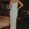 Calla Silver Pearl Embellished Maxi Dress