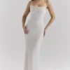 Calla Silver Pearl Embellished Maxi Dress