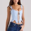 Callie Blue Rose Reversible Cotton Corset Top