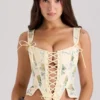 Callie Lemon Rose Print Reversible Cotton Corset Top