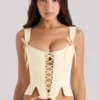 Callie Lemon Rose Print Reversible Cotton Corset Top