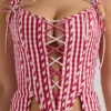 Callie Red Gingham Cotton Corset Top