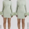 Camilla Pistachio Ruffle Cuff Mini Dress