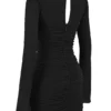Camille Black Real Silk Cutout Mini Dress