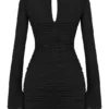 Camille Black Real Silk Cutout Mini Dress