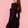 Camille Black Real Silk Cutout Mini Dress