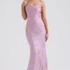 Capriana  Orchid Jacquard Satin Gown
