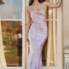 Capriana  Orchid Jacquard Satin Gown