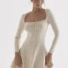Caprice Cream Dainty Knit Mini Dress