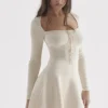 Caprice Cream Dainty Knit Mini Dress