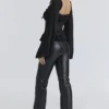 Cara Black Long Sleeve Georgette Peplum Top