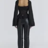 Cara Black Long Sleeve Georgette Peplum Top