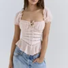 Cara Pink Lace Peplum Top