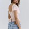 Cara Pink Lace Peplum Top