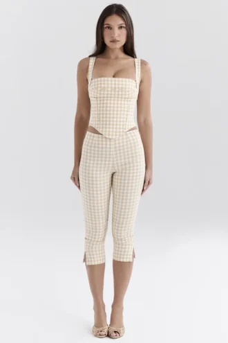 Carella Gingerbread Gingham Capri Trousers
