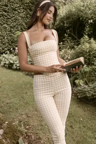 Carella Gingerbread Gingham Capri Trousers