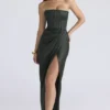 Carelle Emerald Satin Strapless Maxi Dress