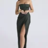 Carelle Emerald Satin Strapless Maxi Dress