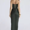 Carelle Emerald Satin Strapless Maxi Dress