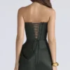 Carelle Emerald Satin Strapless Maxi Dress