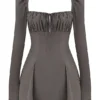 Carlina Mocha Long Sleeve Mini Dress