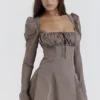 Carlina Mocha Long Sleeve Mini Dress