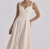Carlotta Vintage Ivory Twill Silhouette Midi Dress