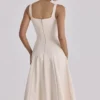 Carlotta Vintage Ivory Twill Silhouette Midi Dress