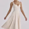 Carlotta Vintage Ivory Twill Silhouette Midi Dress