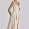 Carlotta Vintage Ivory Twill Silhouette Midi Dress