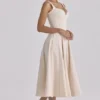 Carlotta Vintage Ivory Twill Silhouette Midi Dress