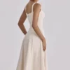 Carlotta Vintage Ivory Twill Silhouette Midi Dress