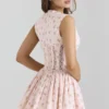 Carmel Pink Stretch Cotton Floral Print Mini Dress