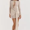 Carmelita Natural Knit Lace Up Dress