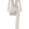 Carmelita Natural Knit Lace Up Dress