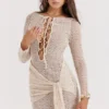 Carmelita Natural Knit Lace Up Dress