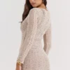 Carmelita Natural Knit Lace Up Dress