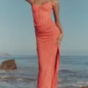 Carmella Coral Embellished Hand Beaded Maxi Dress
