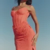Carmella Coral Embellished Hand Beaded Maxi Dress