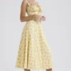 Carmen Buttercup Vintage Floral Print Cotton Bustier Sundress
