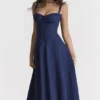 Carmen French Navy Bustier Sundress