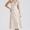 Carmen Ivory Meadow Print Cotton Bustier Sundress