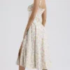 Carmen Pale Blue Meadow Print Cotton Bustier Sundress