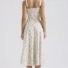 Carmen Pale Blue Meadow Print Cotton Bustier Sundress