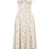 Carmen Pale Blue Meadow Print Cotton Bustier Sundress