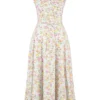 Carmen Pale Blue Meadow Print Cotton Bustier Sundress