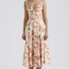 Carmen Pink Peony Print Cotton Bustier Sundress