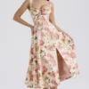 Carmen Pink Peony Print Cotton Bustier Sundress