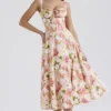 Carmen Pink Peony Print Cotton Bustier Sundress