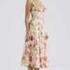 Carmen Pink Peony Print Cotton Bustier Sundress